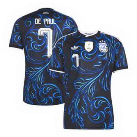 Youth 7Rodrigo De Paul Argentina National Team adidas 2026 Away Replica Jersey Black 2